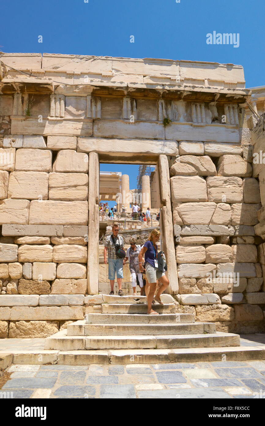 La porte de l'acropole d'Athènes - Grèce, Banque D'Images