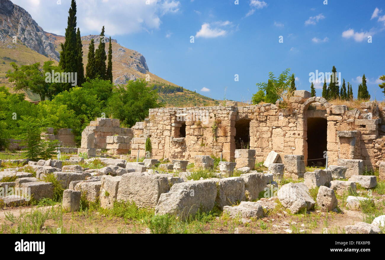 Ruines de la ville antique de Corinthe, Grèce Banque D'Images