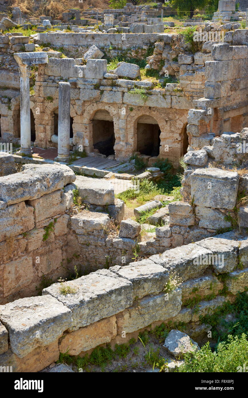 Ruines de la ville antique de Corinthe, Grèce Banque D'Images