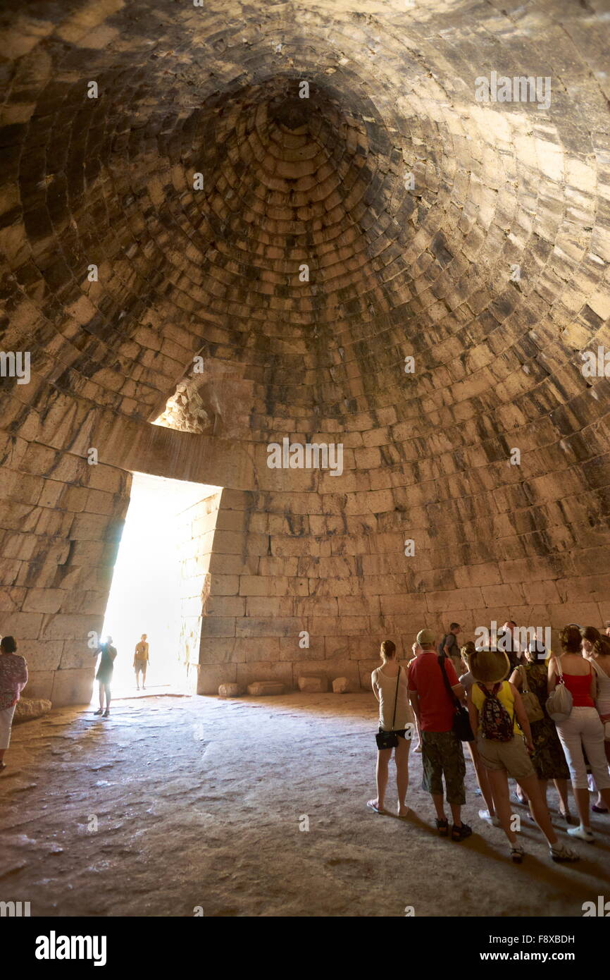 Le Trésor d'Atrée à des sites archéologiques de Mycènes (le tombeau d'Agamemnon), Grèce Banque D'Images