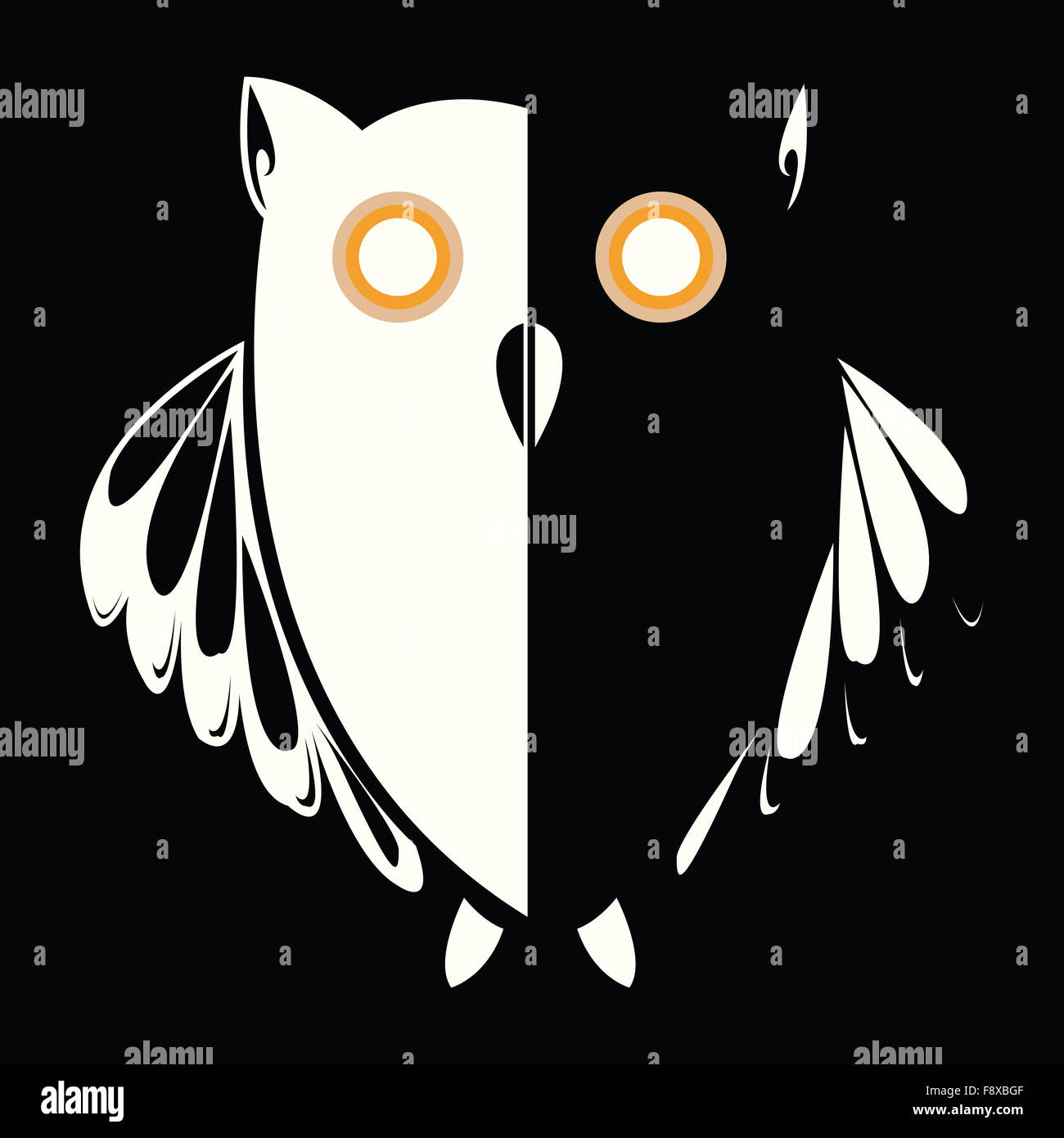 Retro owl dans la nuit Banque D'Images