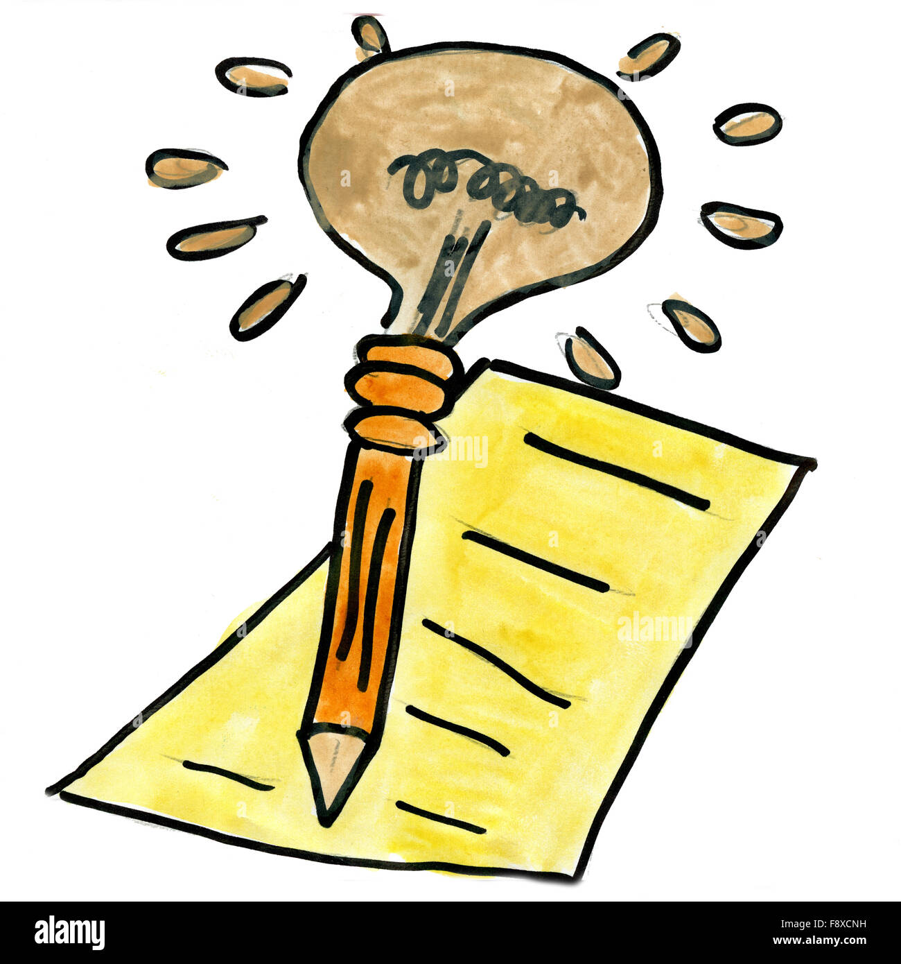 Et un crayon isolé sur fond blanc Banque D'Images