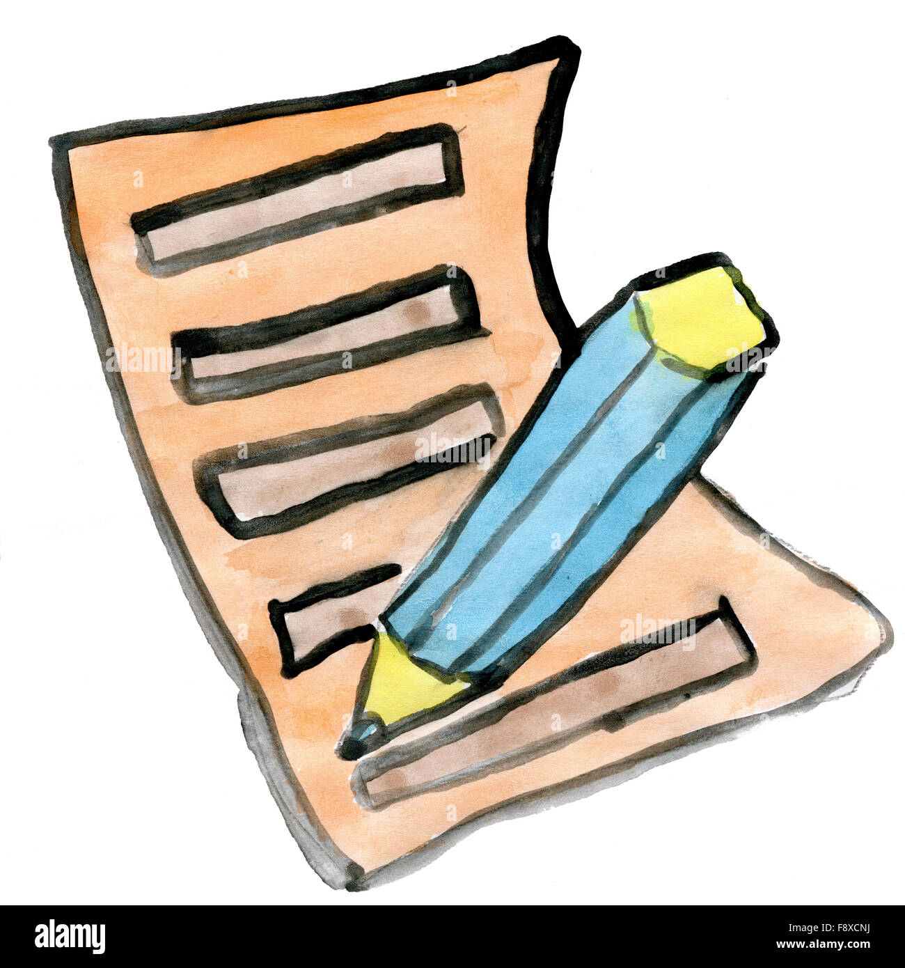 Et un crayon isolé sur fond blanc Banque D'Images