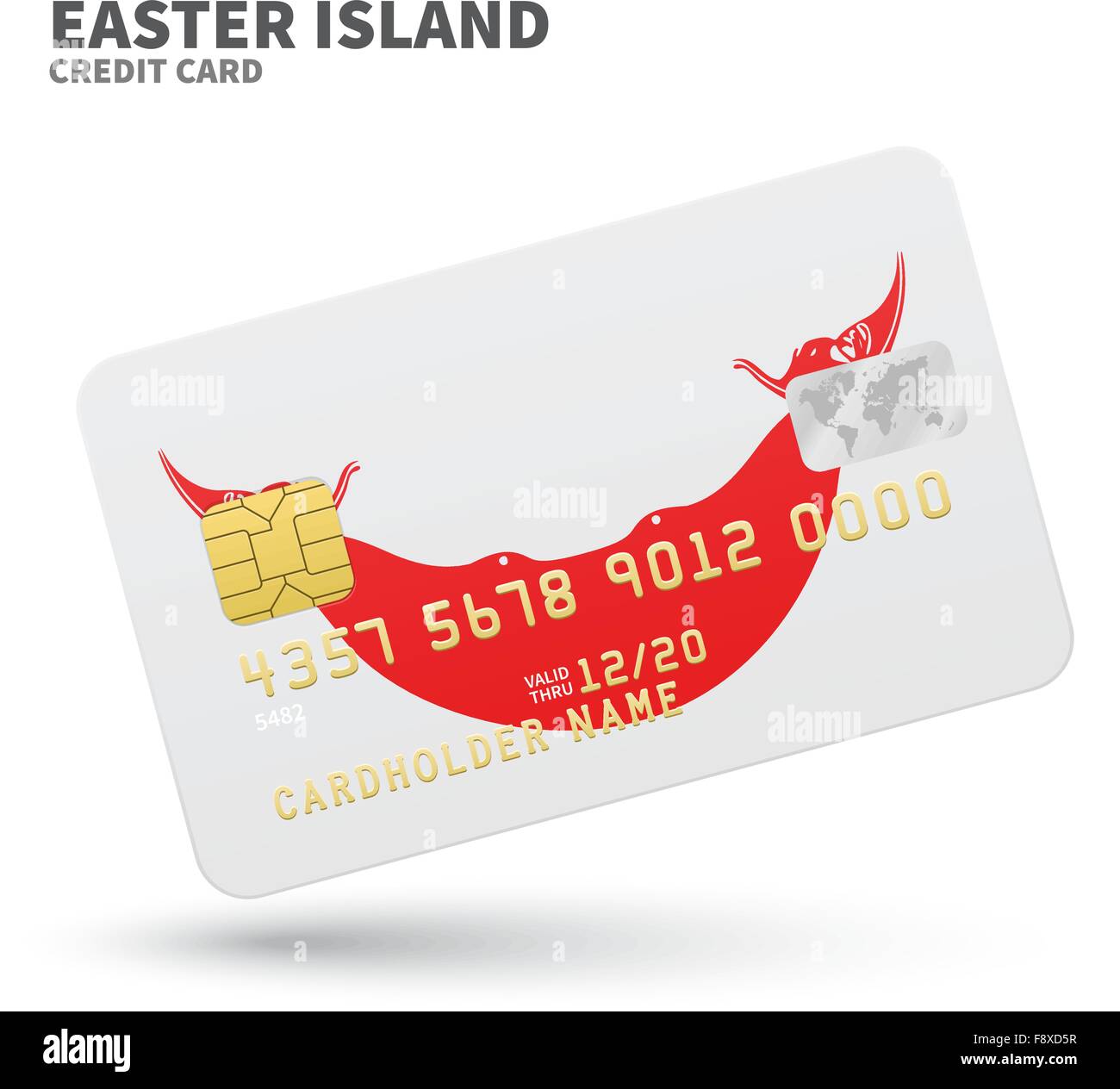 Carte de crédit avec le drapeau de l'île de Pâques pour l'arrière-plan, la banque d'affaires et des présentations. Isolated on white Illustration de Vecteur