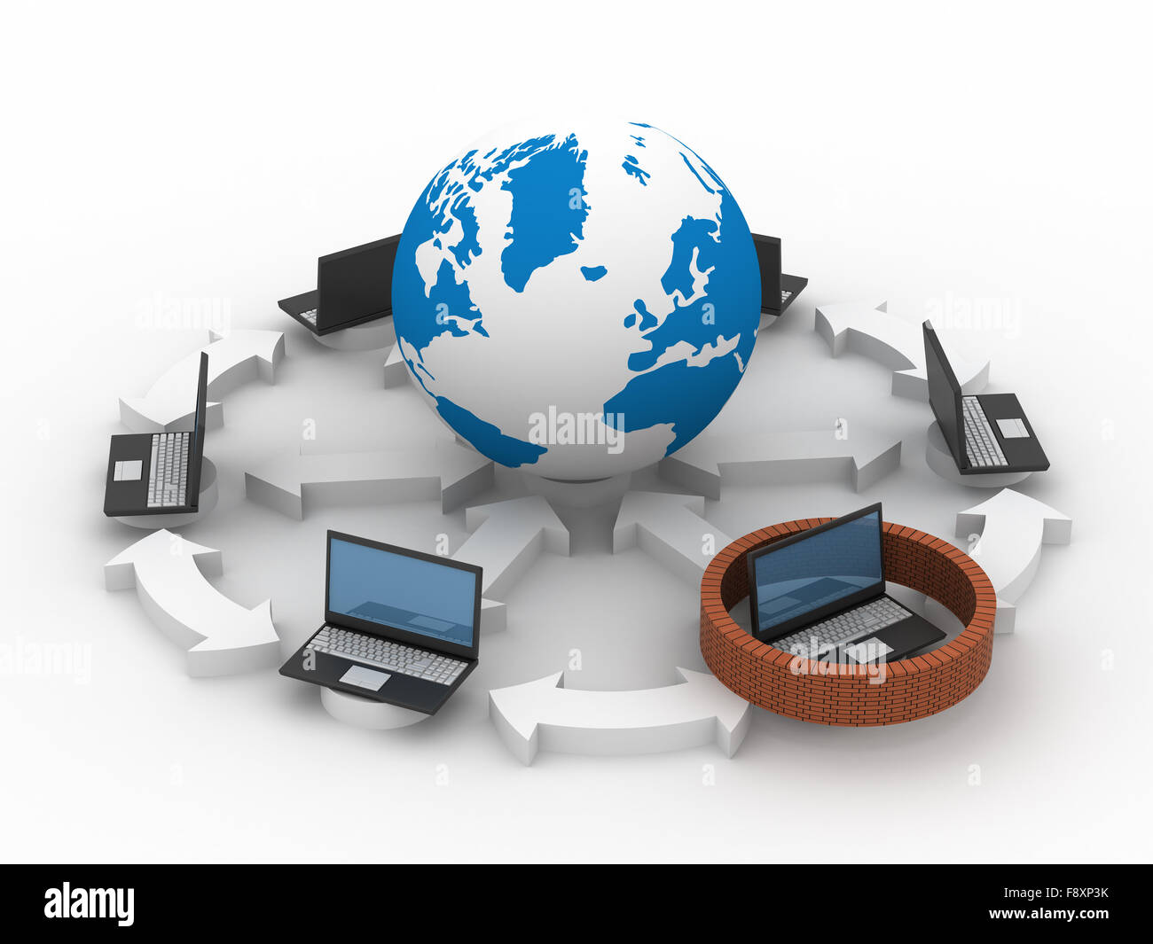 Réseau mondial de protection de l'Internet. Image 3D. Banque D'Images