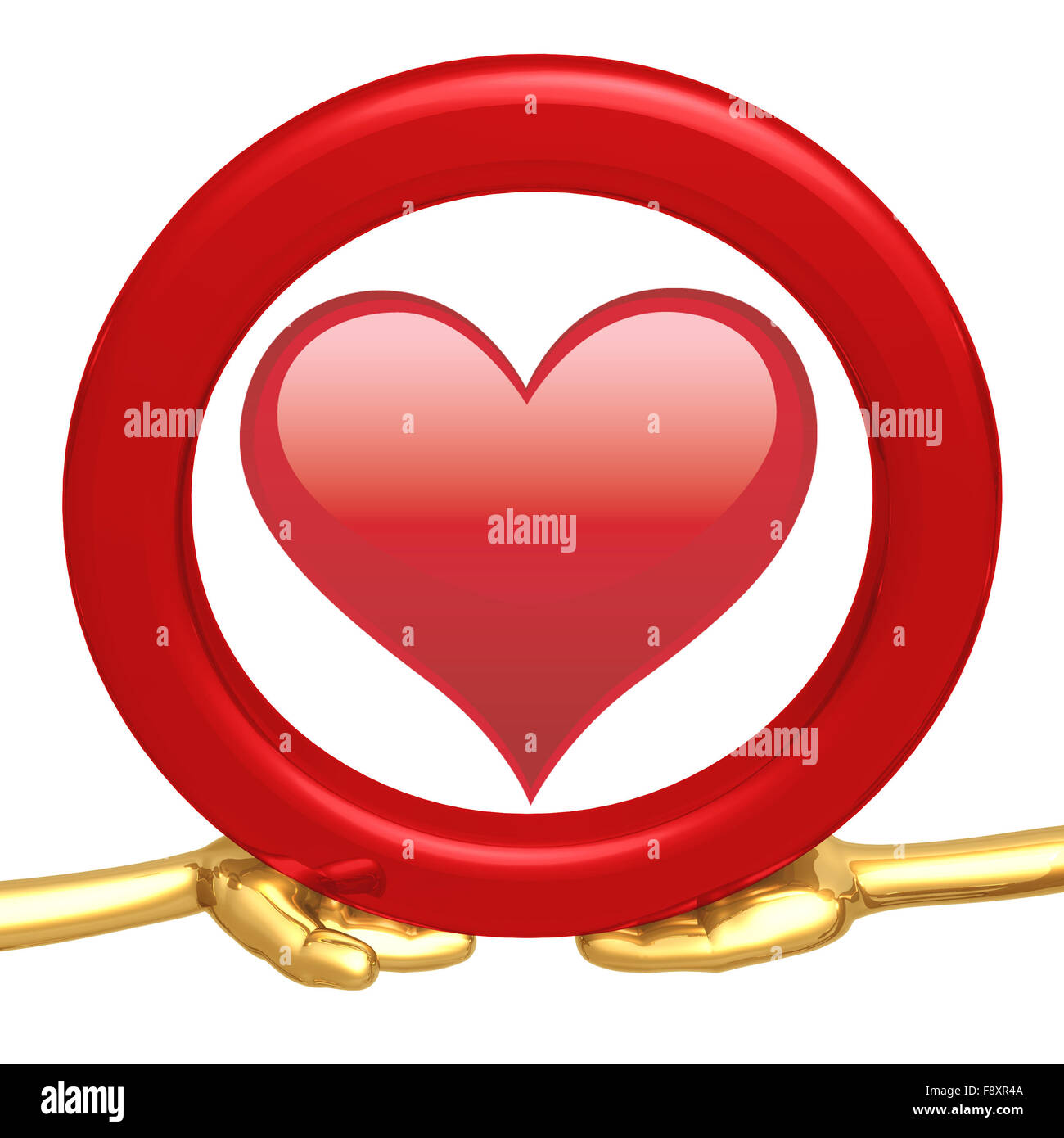 Des couples mains et un cœur rouge Banque D'Images