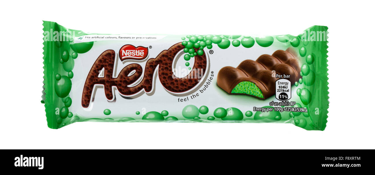 Aero le chocolat à la menthe par Nestlé sur fond blanc Banque D'Images