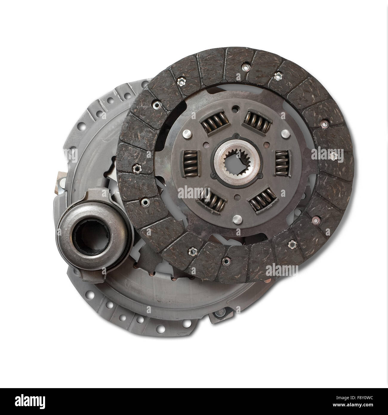 L'embrayage du moteur automobile. Isolated on white with clipping path Banque D'Images