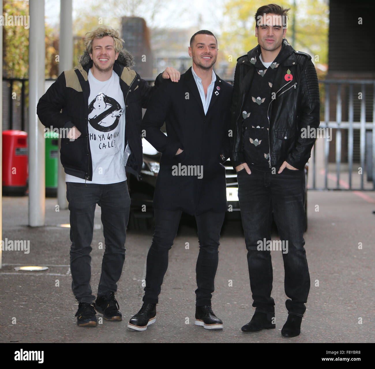 Busted hors studios ITV Avec : James Bourne, Matt Willis, Charlie Simpson, Busted Où : London, Royaume-Uni Quand : 11 Nov 2015 Banque D'Images