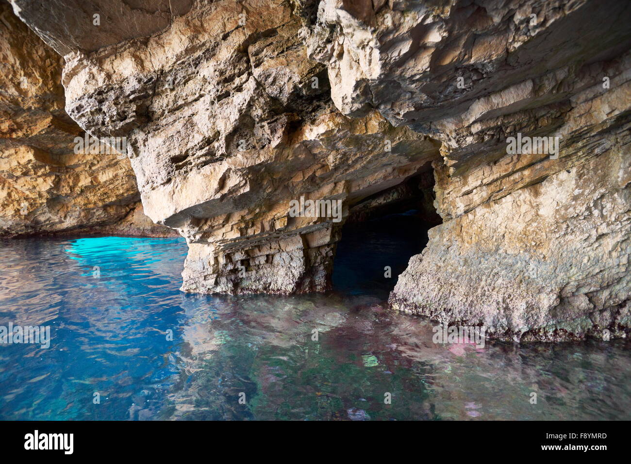 L'île de Zakynthos, Grèce - Mer Ionienne, Grottes Blue Cap Skinari, Banque D'Images