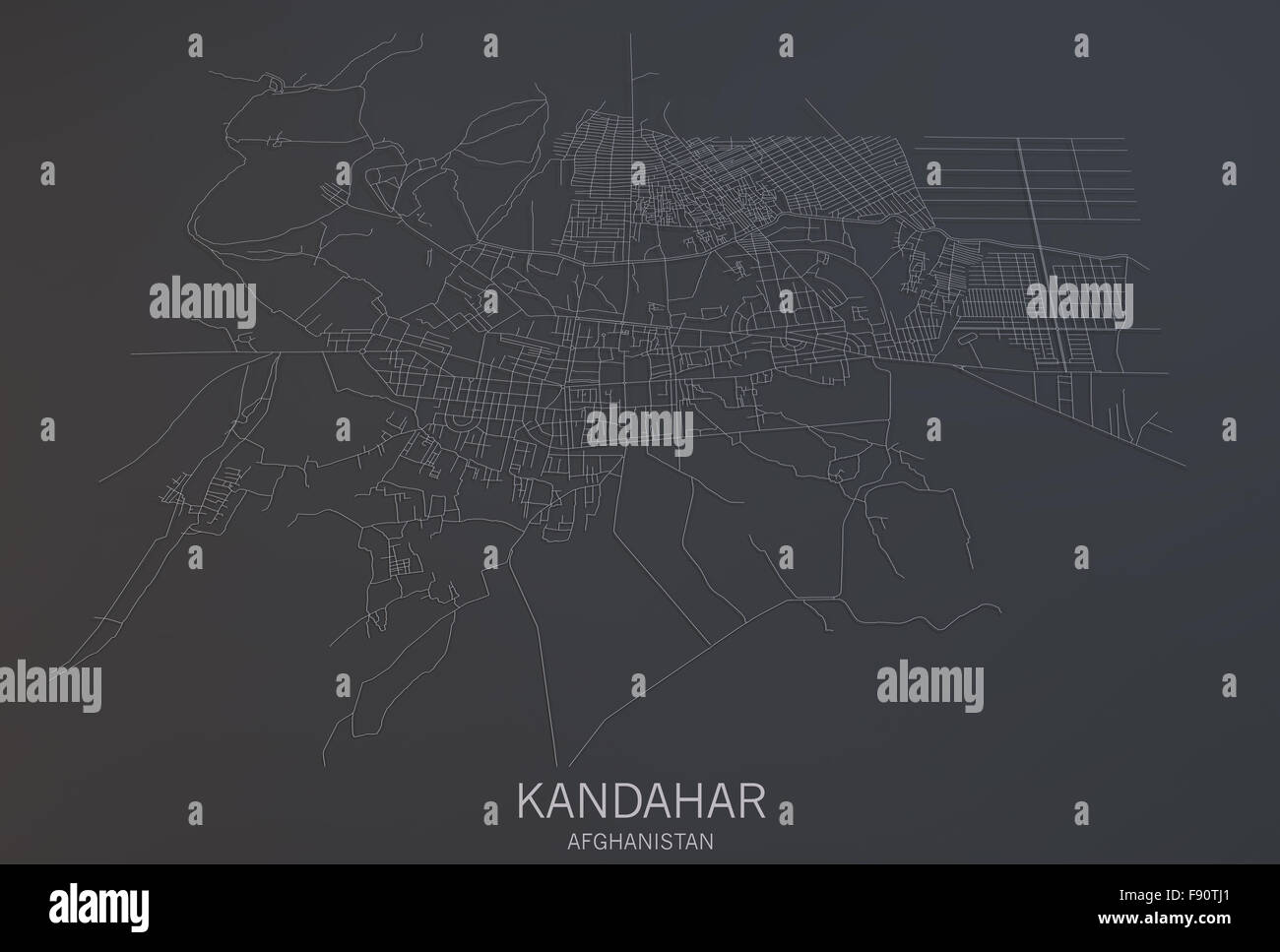 Carte de Kandahar, la vue satellite, la section 3d, l'Afghanistan Banque D'Images