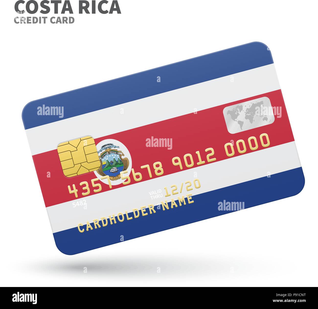 Carte de crédit avec le drapeau du Costa Rica pour l'arrière-plan, la banque d'affaires et des présentations. Isolated on white Illustration de Vecteur