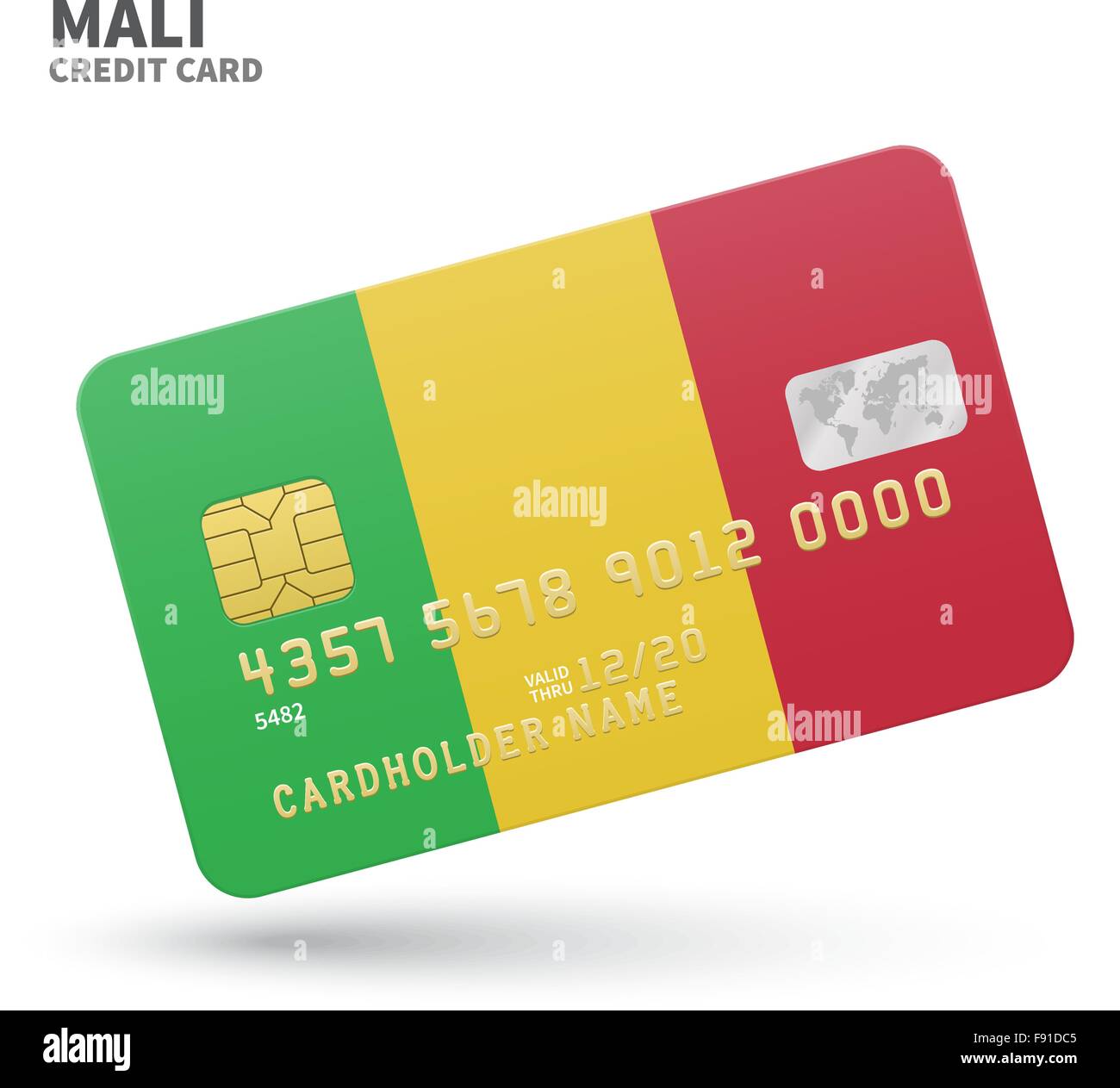 Carte de crédit avec le drapeau du Mali pour l'arrière-plan, la banque d'affaires et des présentations. Isolated on white Illustration de Vecteur
