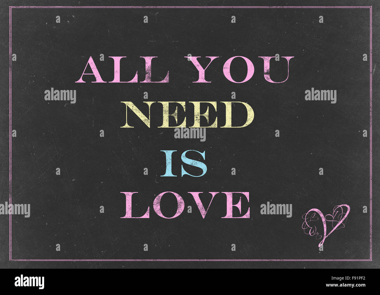 Dessin à la craie - Notion de "All you need is love' Banque D'Images