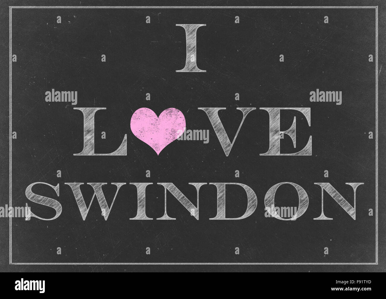 Dessin à la craie - J'aime signer Swindon Banque D'Images