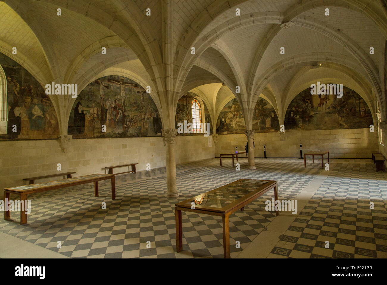 La salle capitulaire, salle du chapitre, à l'Abbaye Royale de Notre Dame de Fontevraud, Montsoreau abbaye de Fontevraud, Fontevraud Ab Banque D'Images