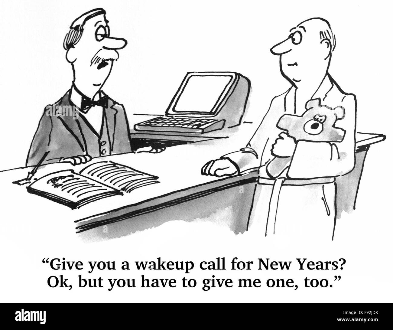 Réveil téléphonique le matin du nouvel an. Banque D'Images