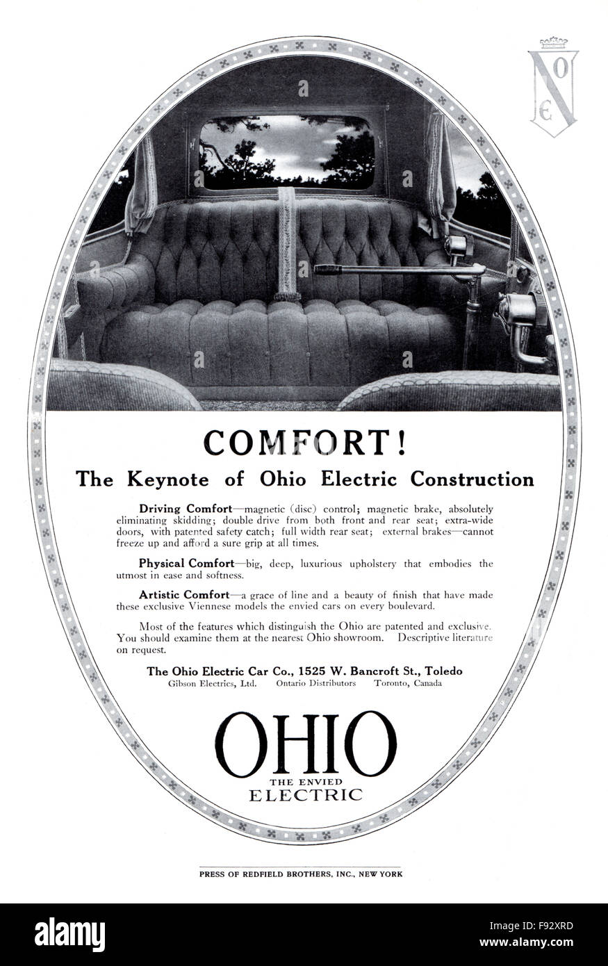 Annonces de voitures électriques de l'Ohio à partir de 1913, le Studio Magazine International Banque D'Images