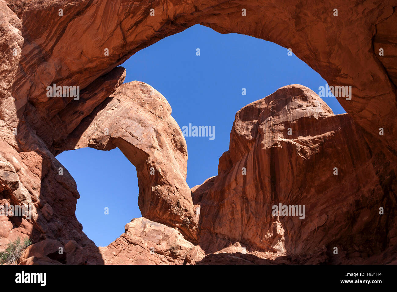 Arc double, la sélection Windows, Arches National Park, Utah, USA Banque D'Images