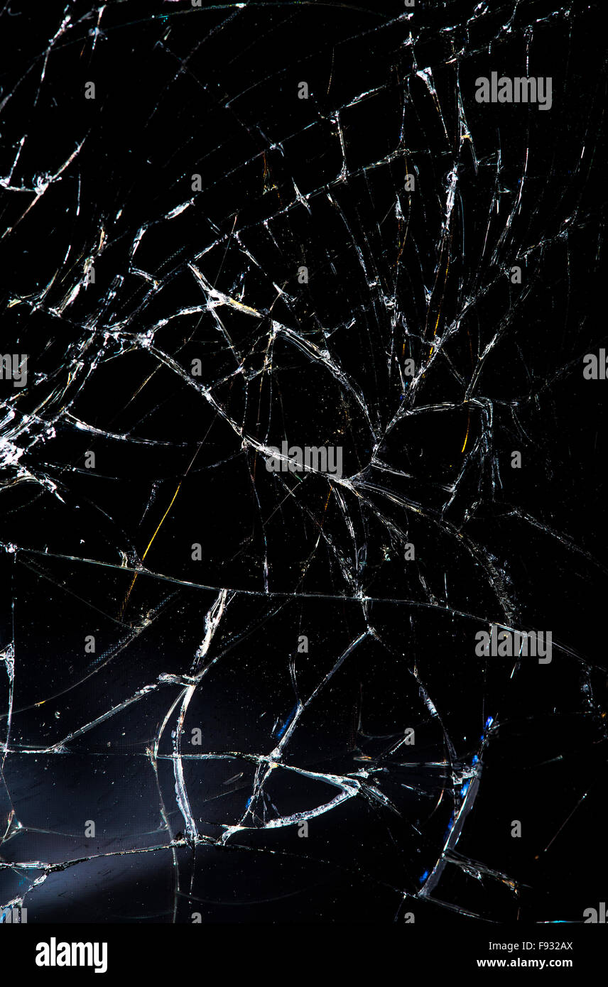 Verre brisé avec beaucoup de fissures, de texture. Banque D'Images