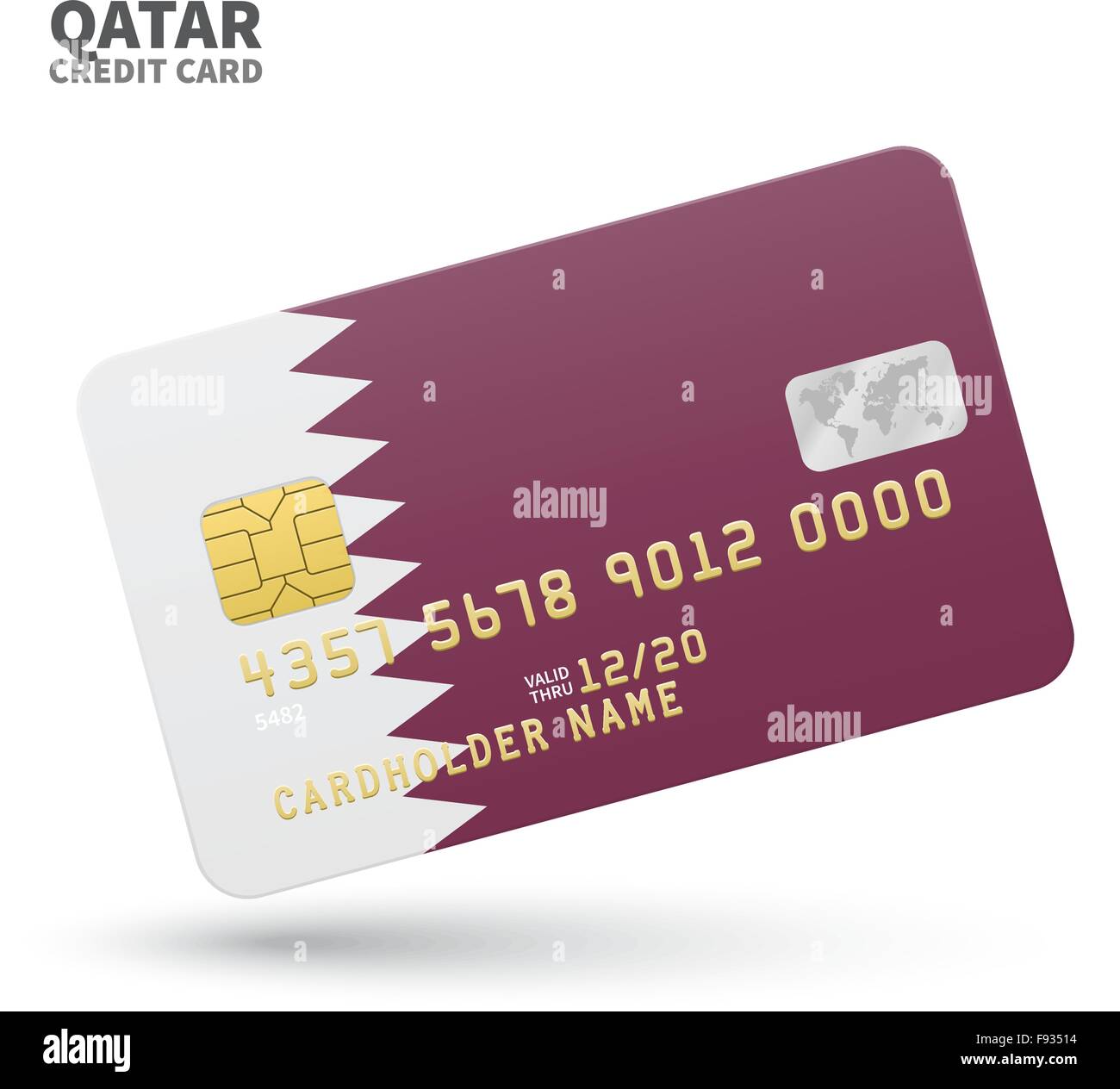 Carte de crédit avec le drapeau du Qatar pour l'arrière-plan, la banque d'affaires et des présentations. Isolated on white Illustration de Vecteur