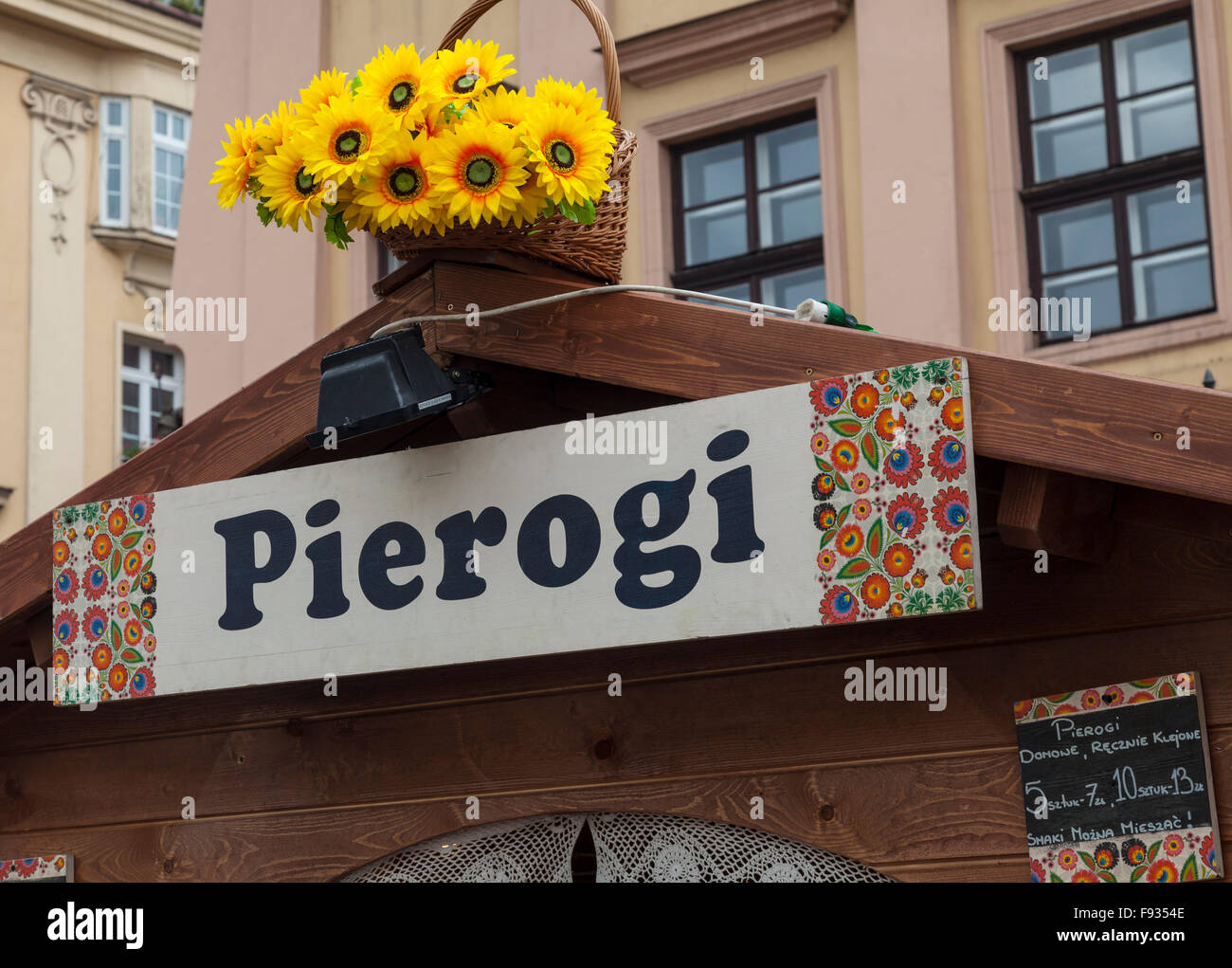 Pierogi stall à Cracovie. Banque D'Images