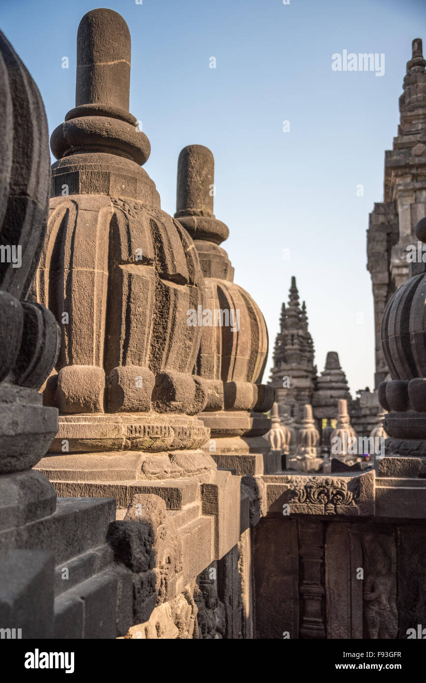 Temples hindouistes de Prambanan, Java, Indonésie Banque D'Images