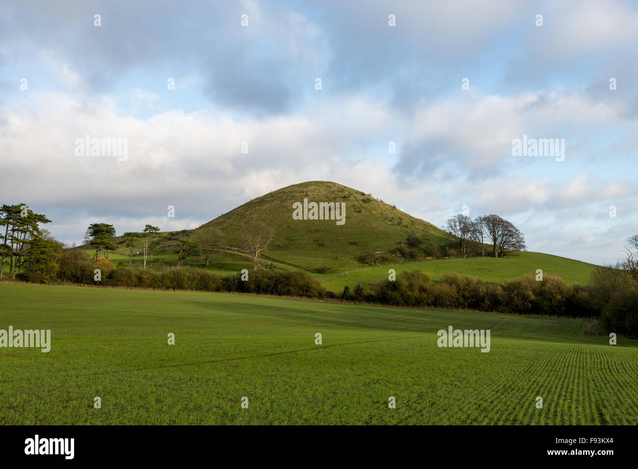 La forme conique de Summerhouse Hill, une fonctionnalité de la Kent Downs près de Folkestone. Banque D'Images