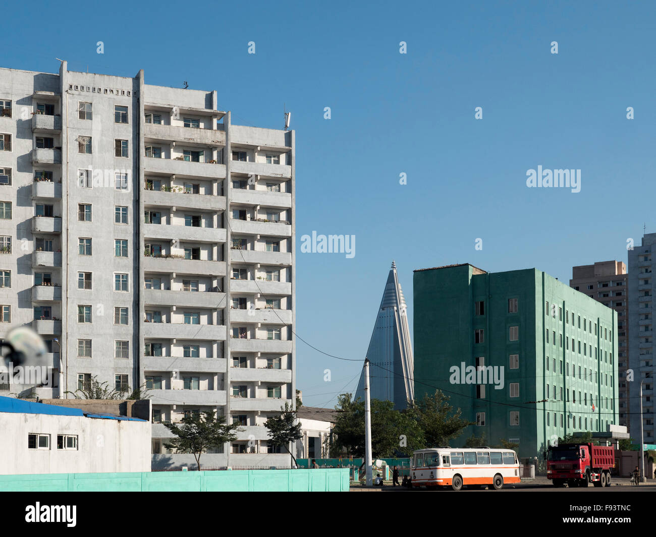 Bloc d'appartements, Pyongyang, Corée du Nord, d'Asie Banque D'Images