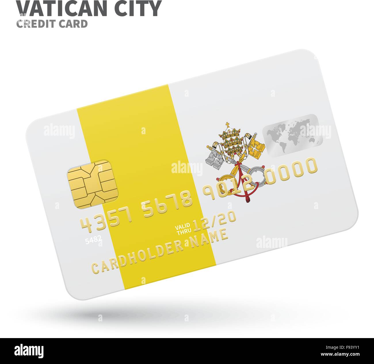 Carte de crédit avec le drapeau de la Cité du Vatican pour l'arrière-plan, la banque d'affaires et des présentations. Isolated on white Illustration de Vecteur