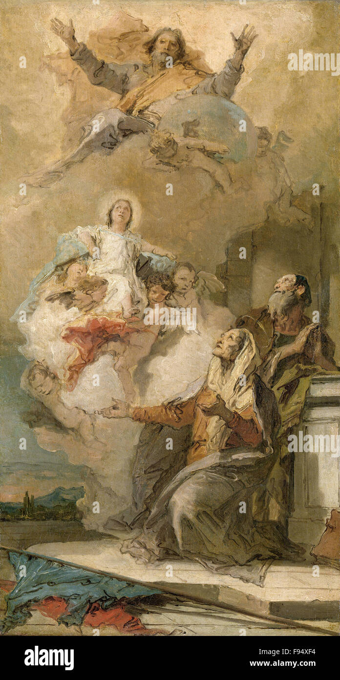 Giovanni Battista Tiepolo - l'Immaculée Conception (Joachim en Anna recevant la Vierge Marie de la part de Dieu le Père) Banque D'Images