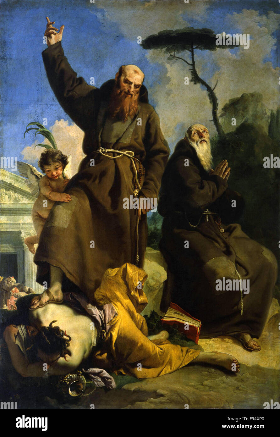 Giovanni Battista Tiepolo - I santi Fedele da Sigmaringen e Giuseppe da Leonessa che calpestano l'Eresia Banque D'Images