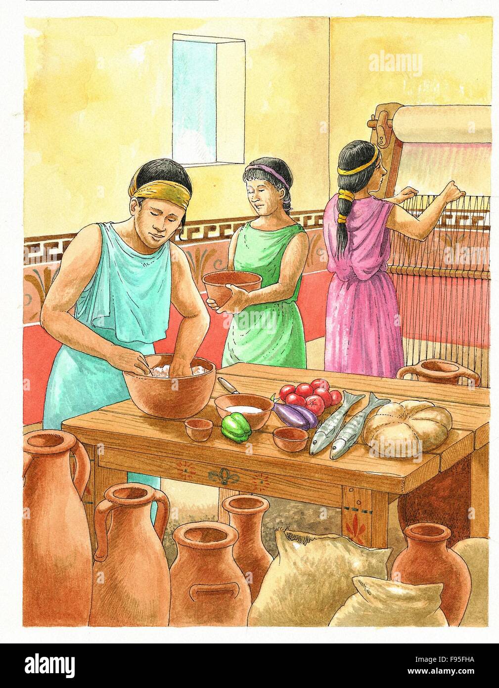 La cuisine d'Athéniens prospère. Banque D'Images
