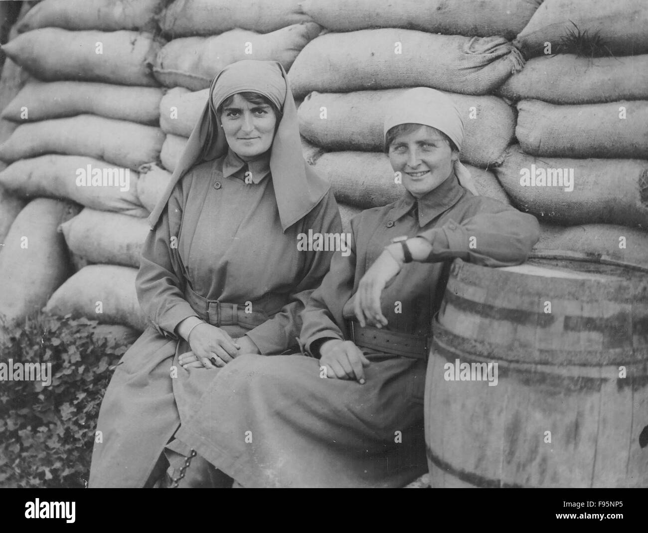 Front britannique. Les femmes et les blessés. Banque D'Images