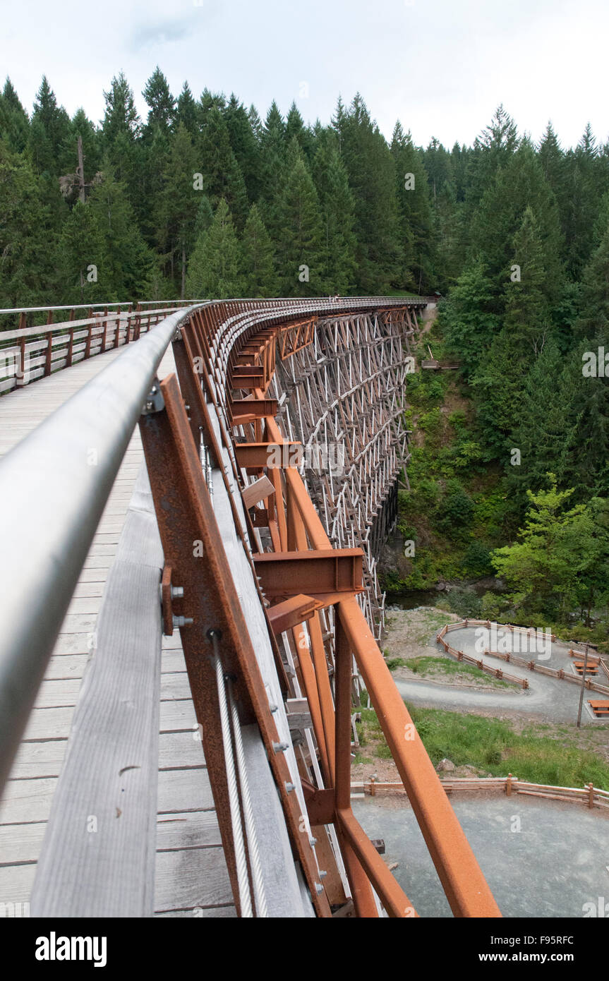 Le pont sur chevalets Kinsol, également connu sous le nom de la rivière Kokshilah Tréteau, est un chemin de fer en bois pont sur chevalets situé sur l'île de Vancouver au nord de Banque D'Images