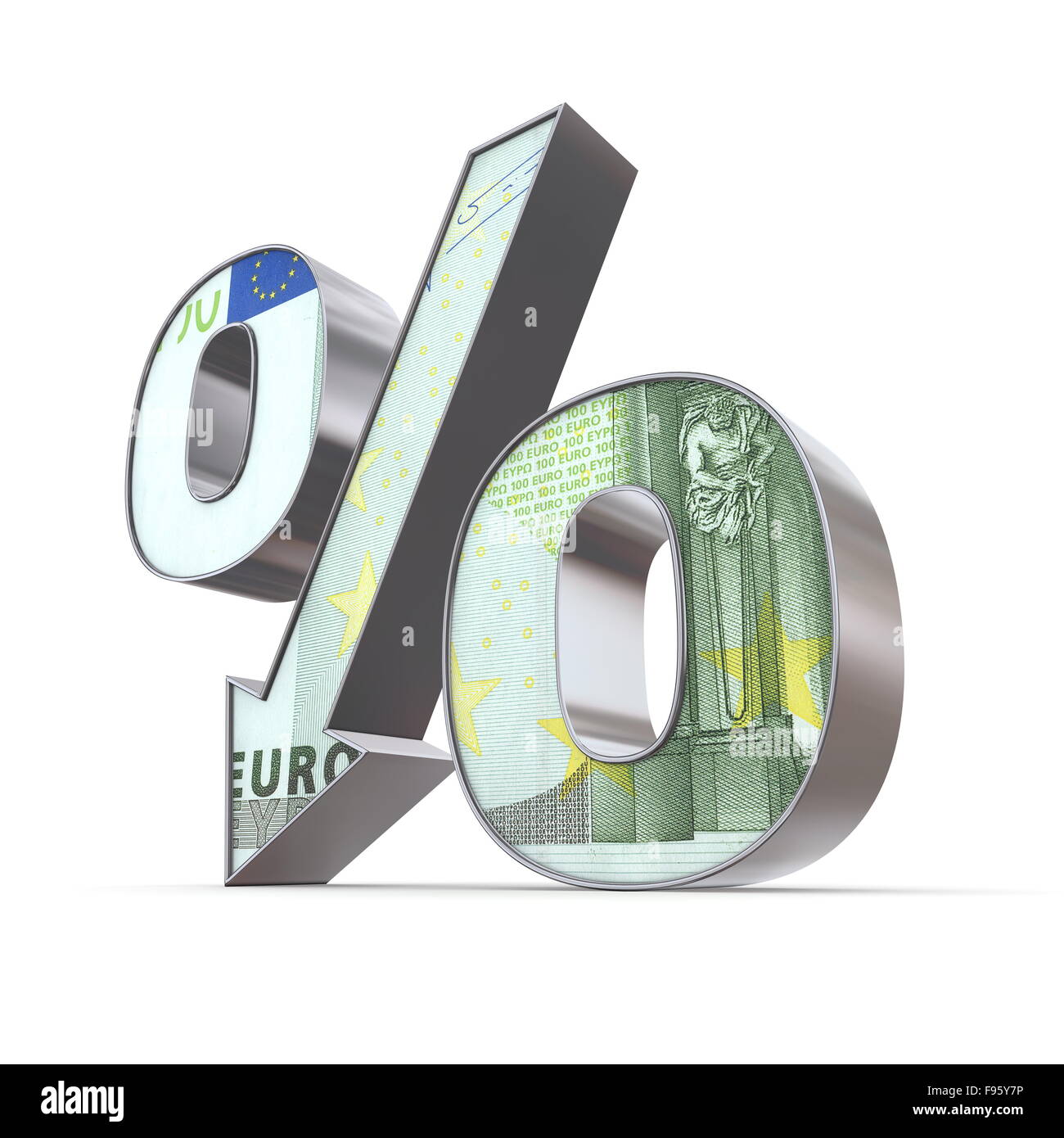 Shiny pourcentage en baisse - 100 Euro Note Texture Banque D'Images