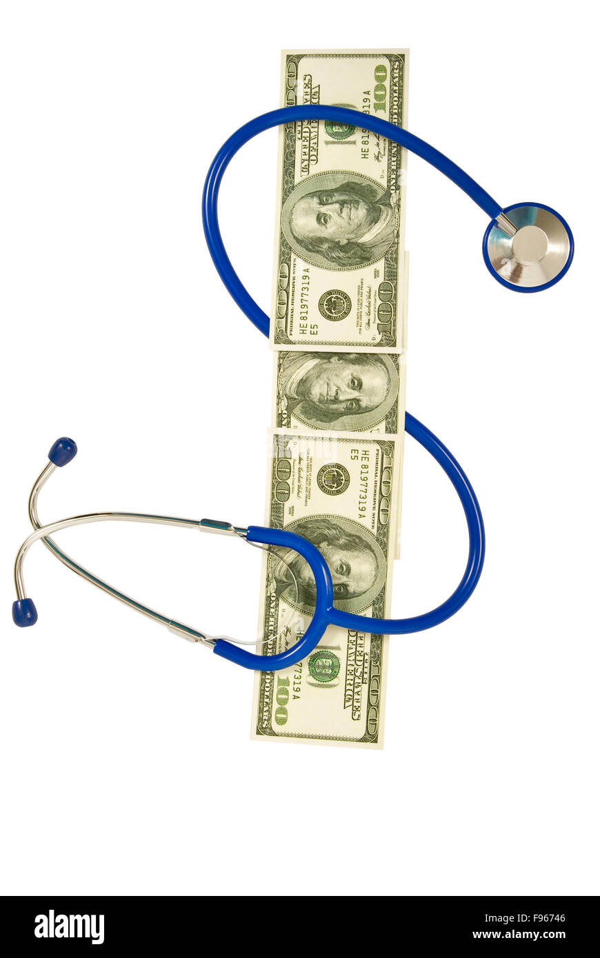 Signe Dollar argent et stéthoscope Banque D'Images
