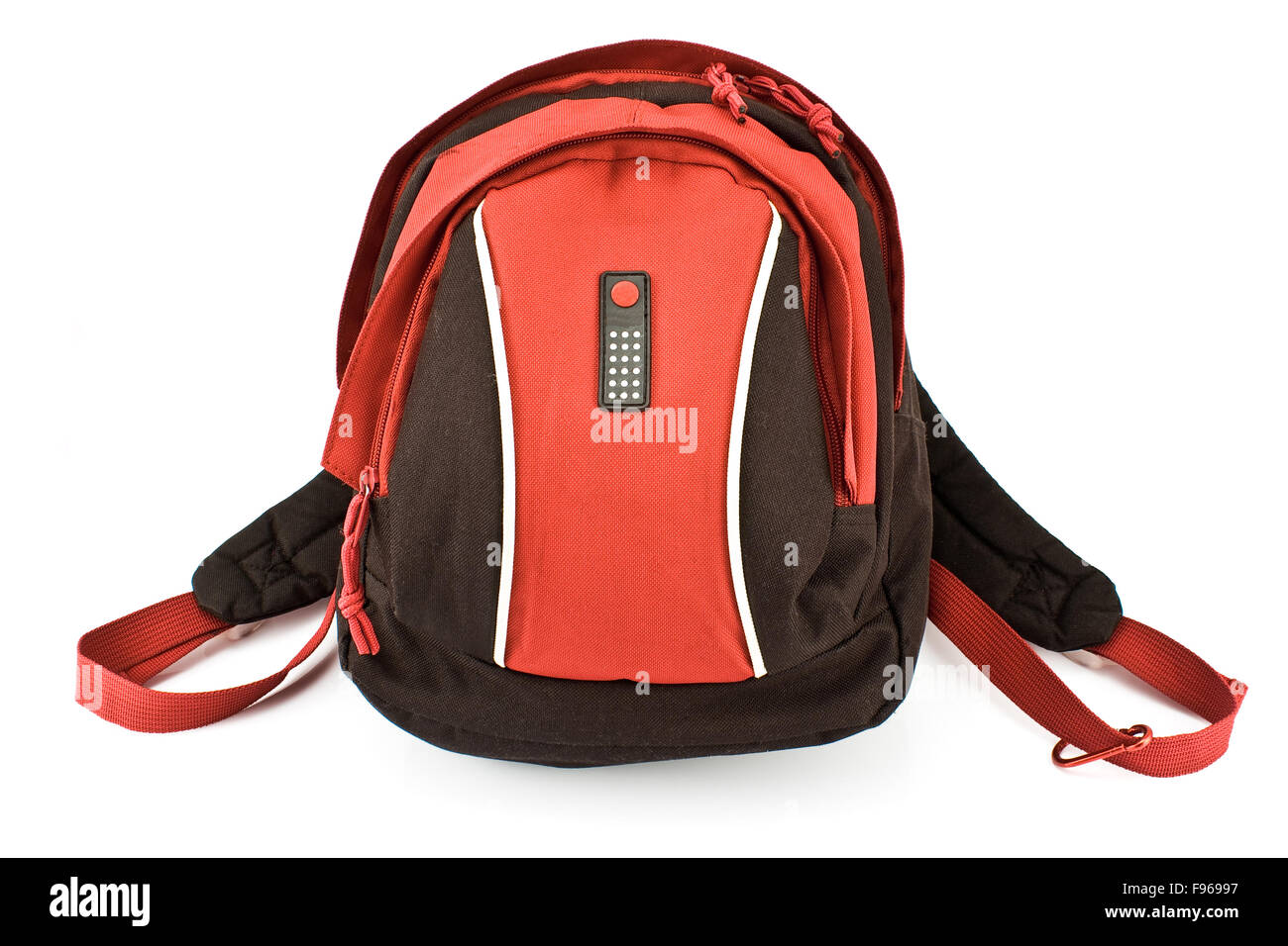 Sac à dos rouge isolated on white Banque D'Images