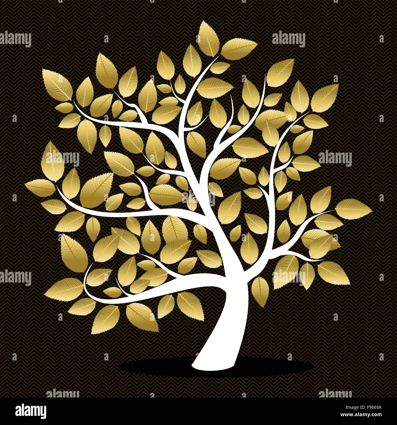 Arbre d'automne avec des feuilles d'or silhouette concept rétro. Vecteur EPS10. Illustration de Vecteur