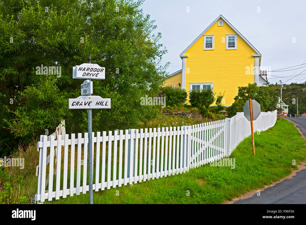 Les piquets de clôture, la ville de Brigus Terre-Neuve, Canada Banque D'Images