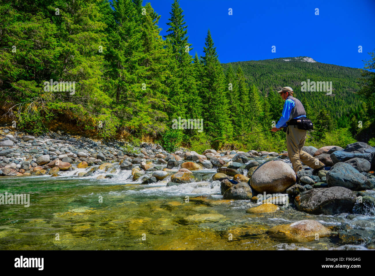 Cayuse River, sur l'île de Vancouver, Canada Banque D'Images