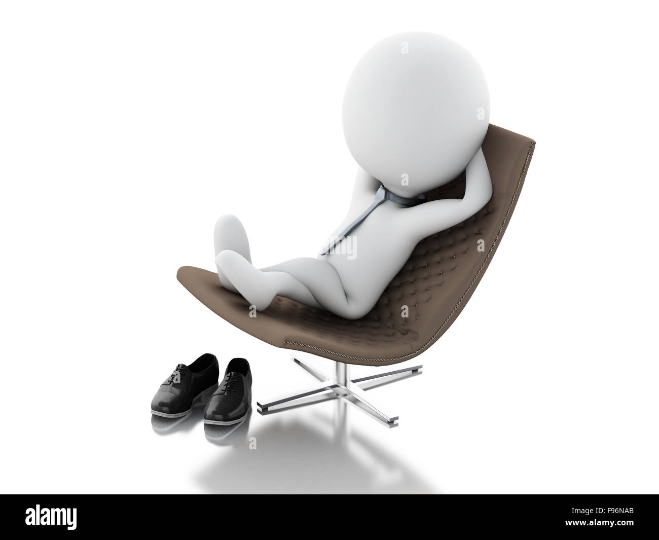 Moteur de rendu 3d illustration. Les gens d'affaires blanc vous détendre sur une chaise. Isolé sur fond blanc Banque D'Images