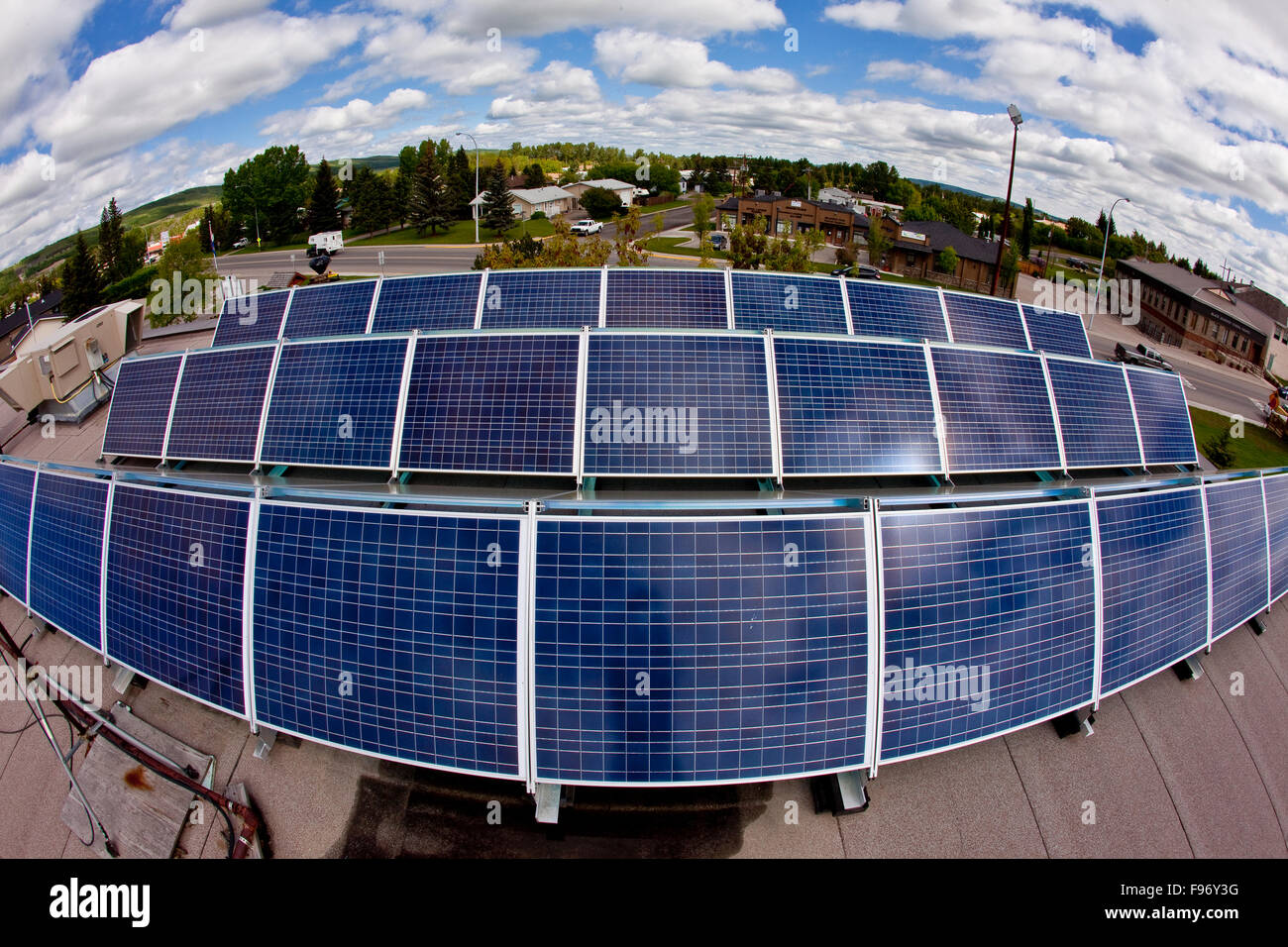 Les panneaux solaires, l'Alberta, Canada. Banque D'Images