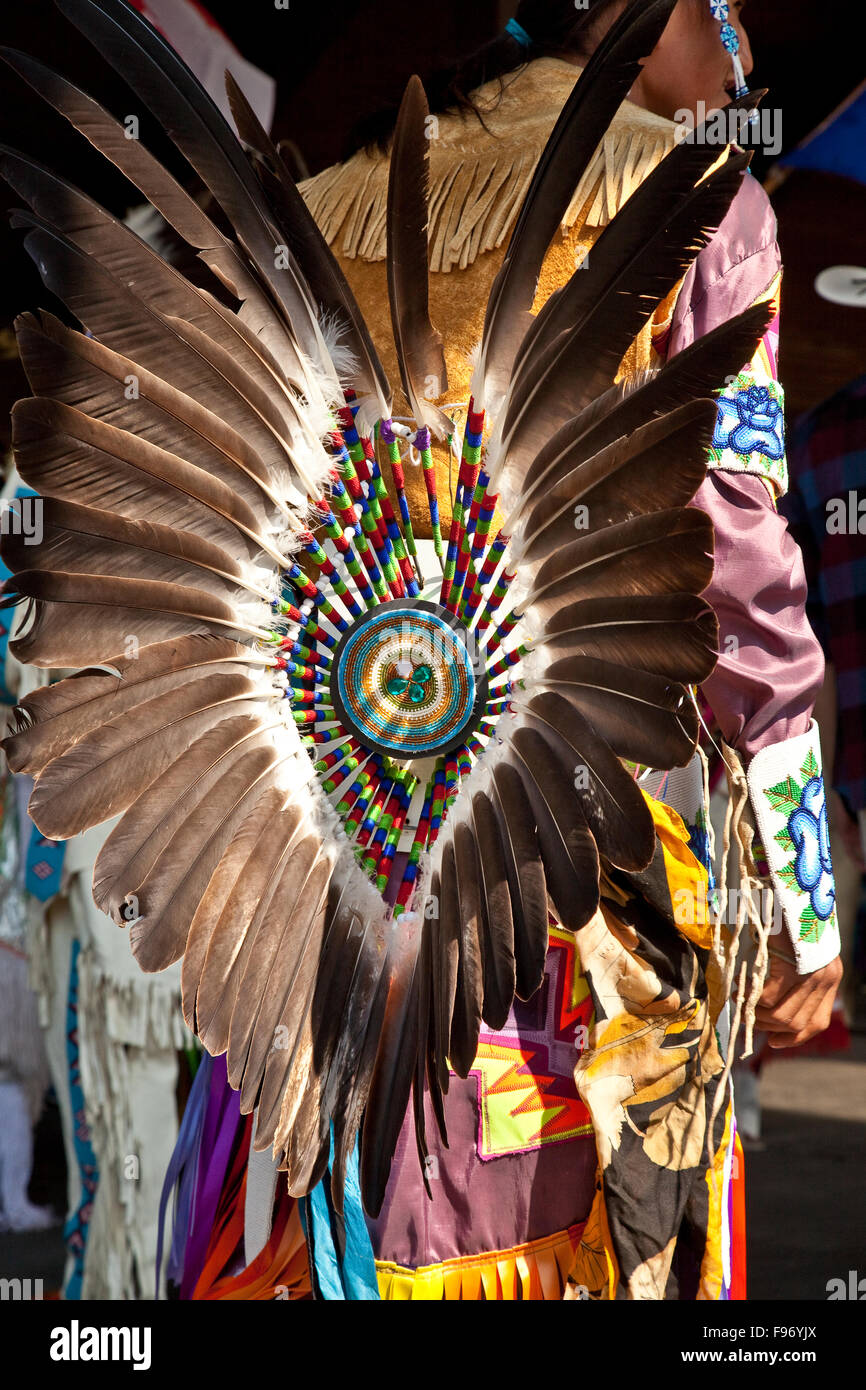 Costume de danse traditionnelle des Premières Nations, 2015 Calgary Stampede, Calgary, Alberta, Canada. Banque D'Images