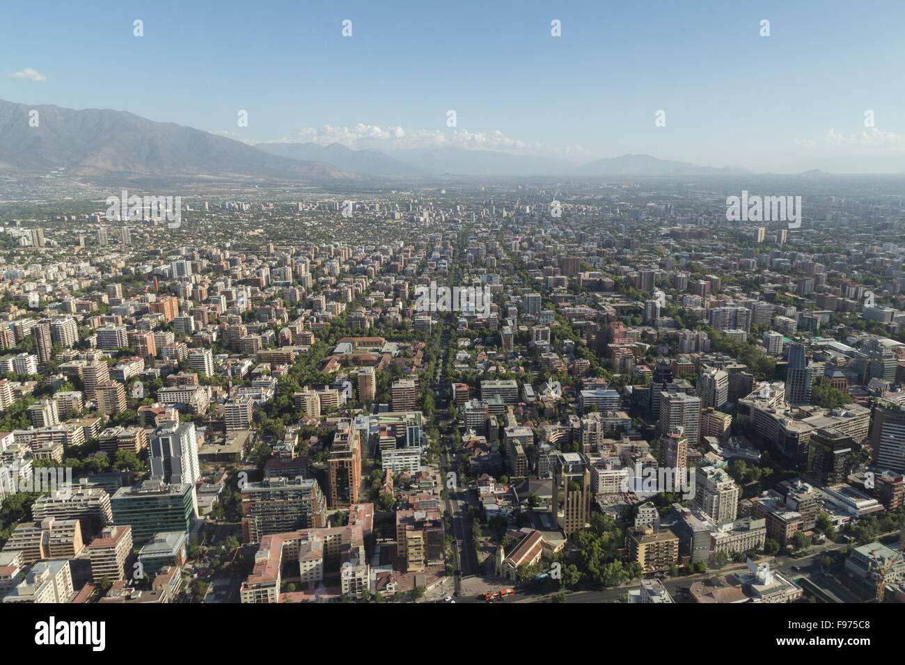 Vue panoramique sur la ville de La Gran Torre Santiago à Santiago du Chili. Banque D'Images