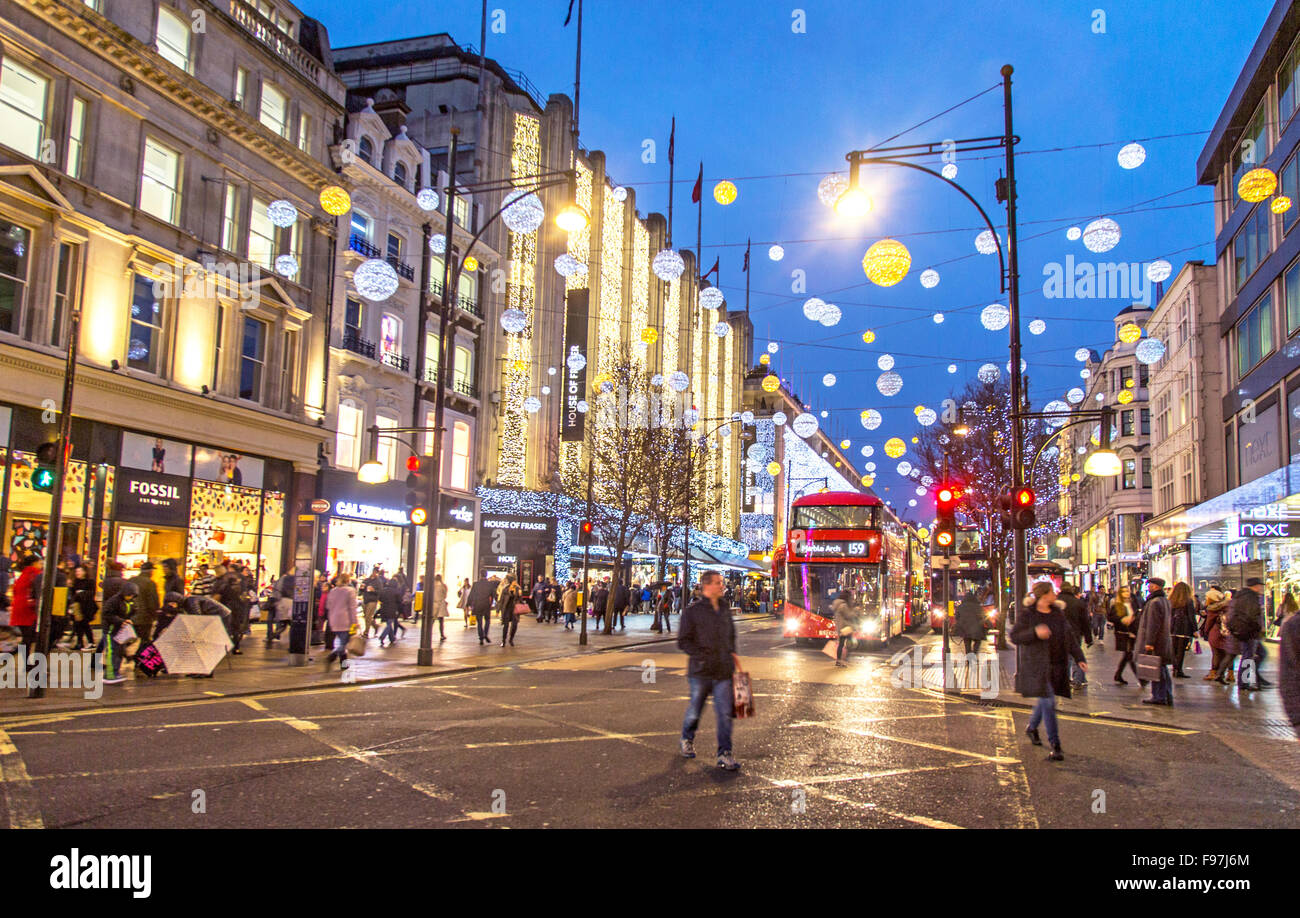 Les lumières de Noël Oxford Street London UK Banque D'Images