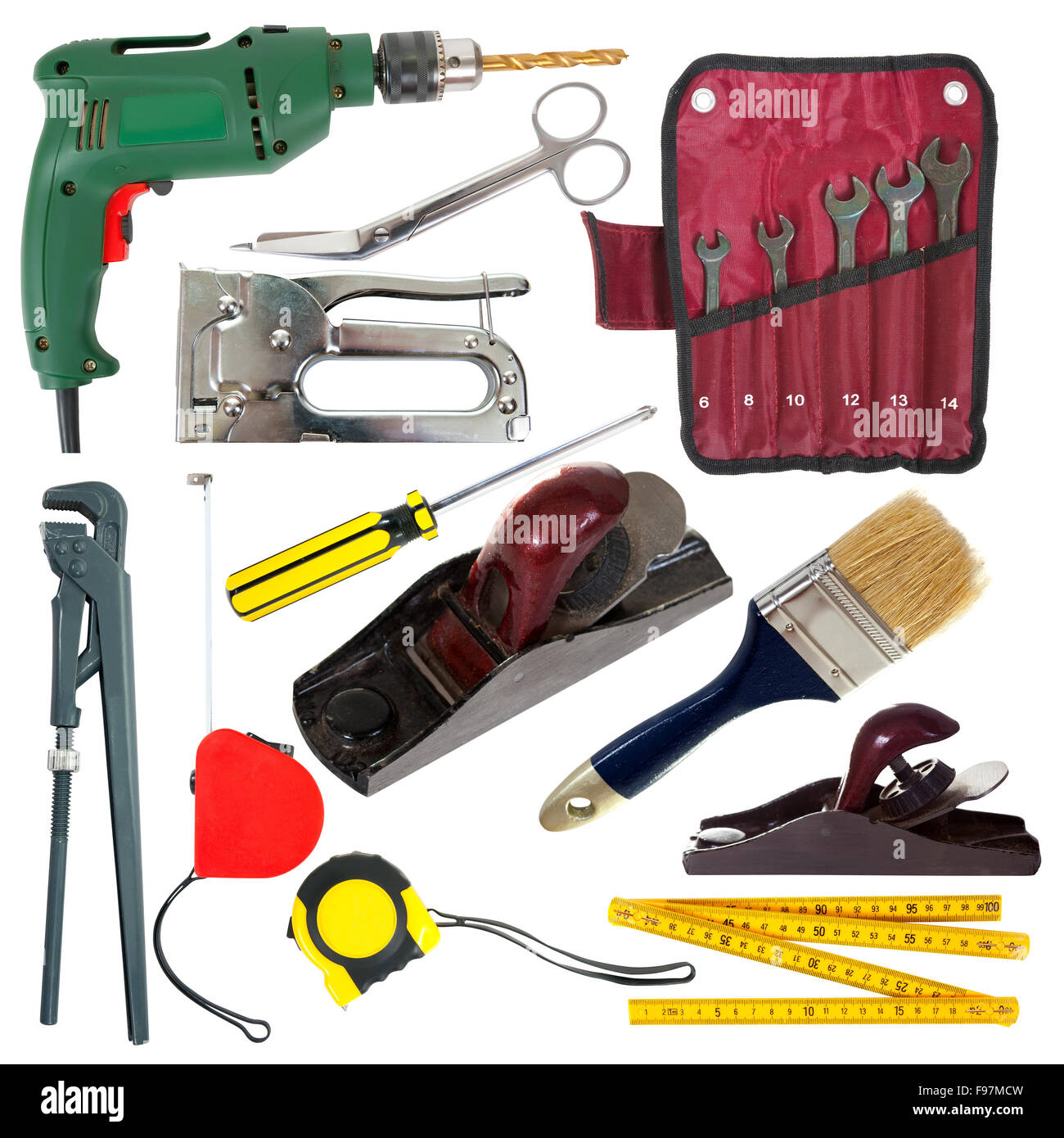 Ensemble d'outils de travail. Plus isolé sur fond blanc Banque D'Images