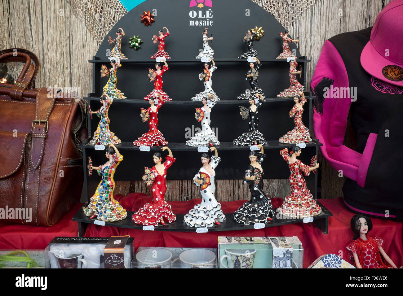 Danseuse espagnole Shop Display Madrid Banque D'Images