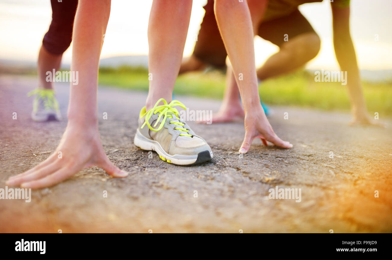 Runner pieds. Couple d'exécution libre de chaussures de course. Banque D'Images