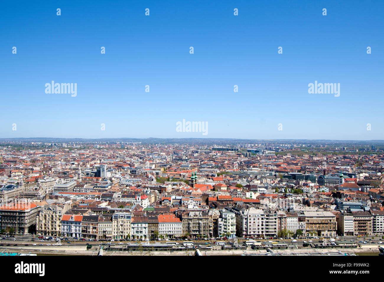 Paysage urbain de Budapest du Gellért-hegy (la colline Gellert) Banque D'Images